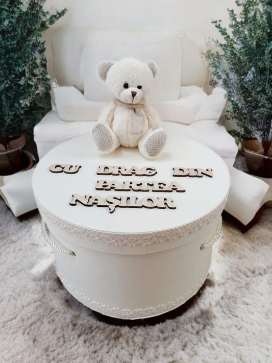 Cutie botez ursulet - white - O B S I D I O N