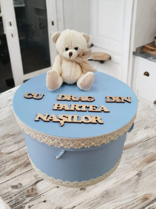 Cutie botez ursulet - baby blue - O B S I D I O N