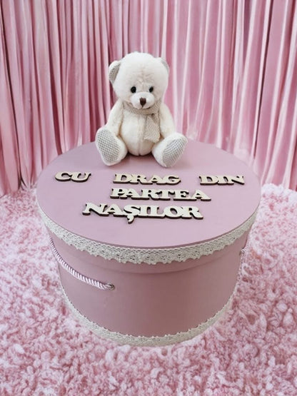 Cutie botez ursulet - pink - O B S I D I O N