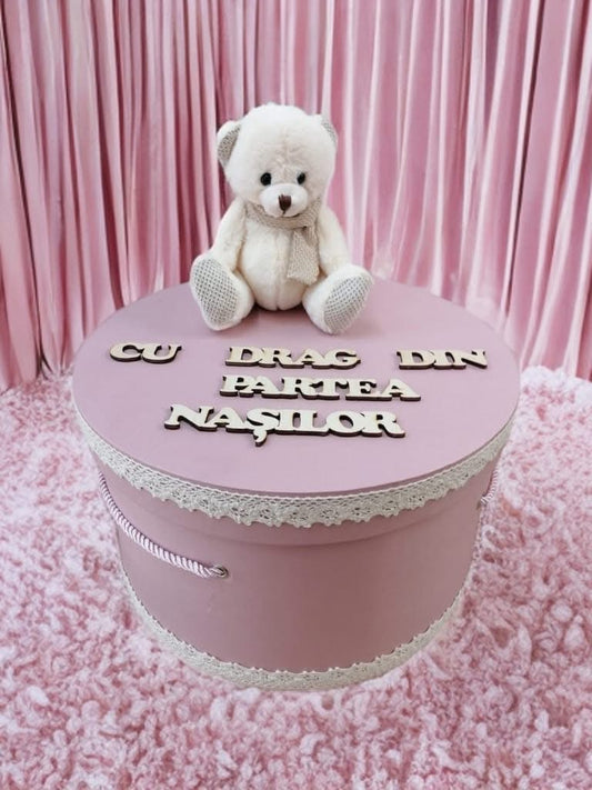Cutie botez ursulet - pink - O B S I D I O N