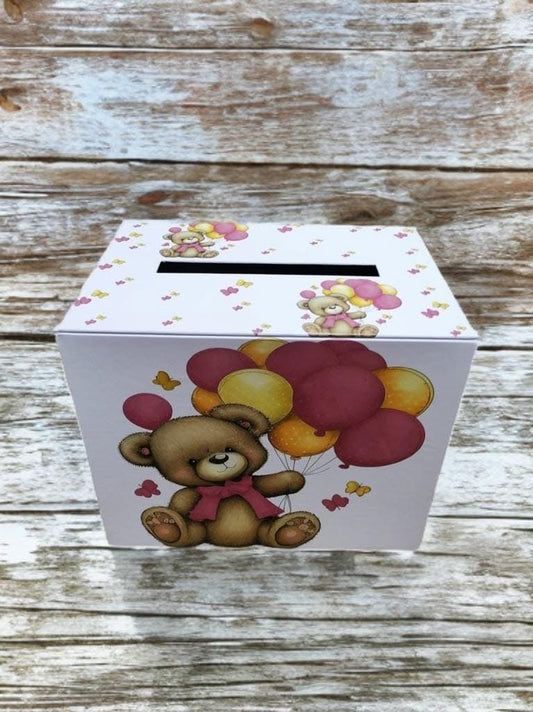 Cutie dar botez - red ballons teddy - O B S I D I O N
