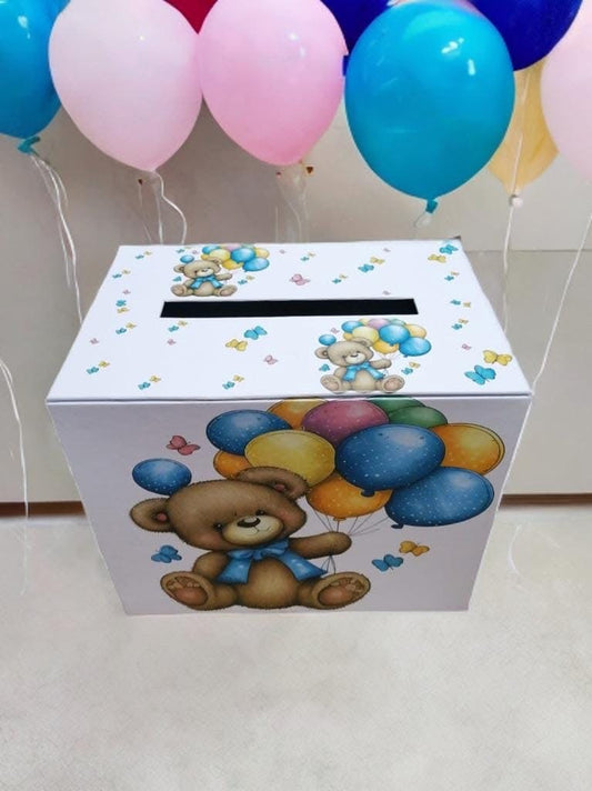 Cutie dar botez - blue ballons teddy - O B S I D I O N
