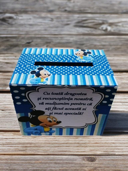Cutie dar botez - blue baby Mickey - O B S I D I O N