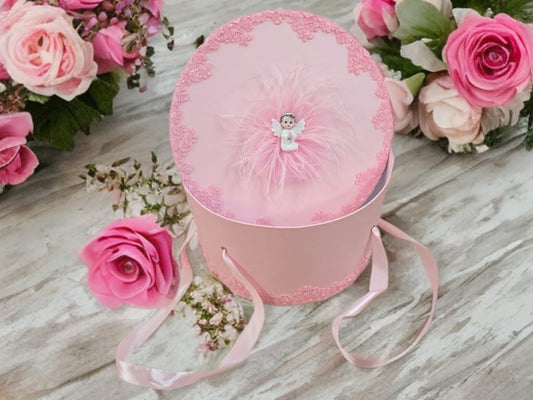 Cutie botez dantela ingeras - pink - O B S I D I O N