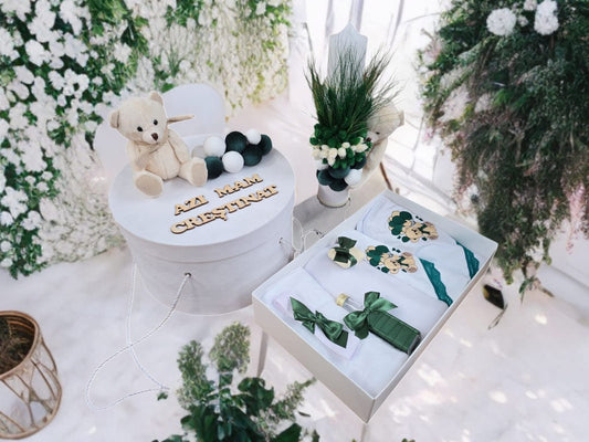 Set Teddy bear green - trusou lumanare cutie - O B S I D I O N