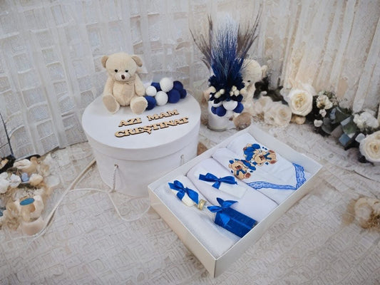 Set Teddy bear blue - trusou lumanare cutie - O B S I D I O N
