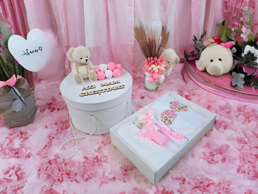 Set Teddy bear pink  - trusou lumanare cutie - O B S I D I O N