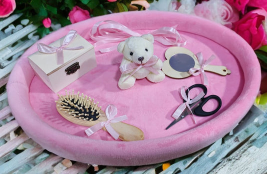 Tavita mot turta catifea buretata ovala - pink - O B S I D I O N