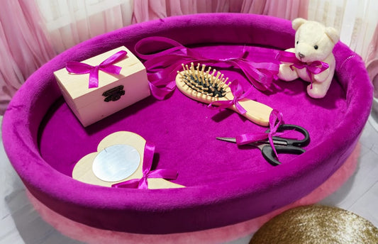 Tavita mot turta catifea buretata ovala - intense pink - O B S I D I O N