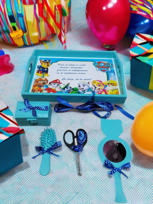 Tavita mot turta print colorata - blue turquoise Paw patrol - O B S I D I O N