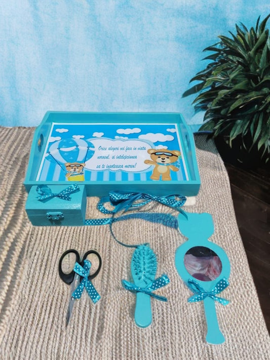 Tavita mot turta print colorata - turquoise teddy - O B S I D I O N