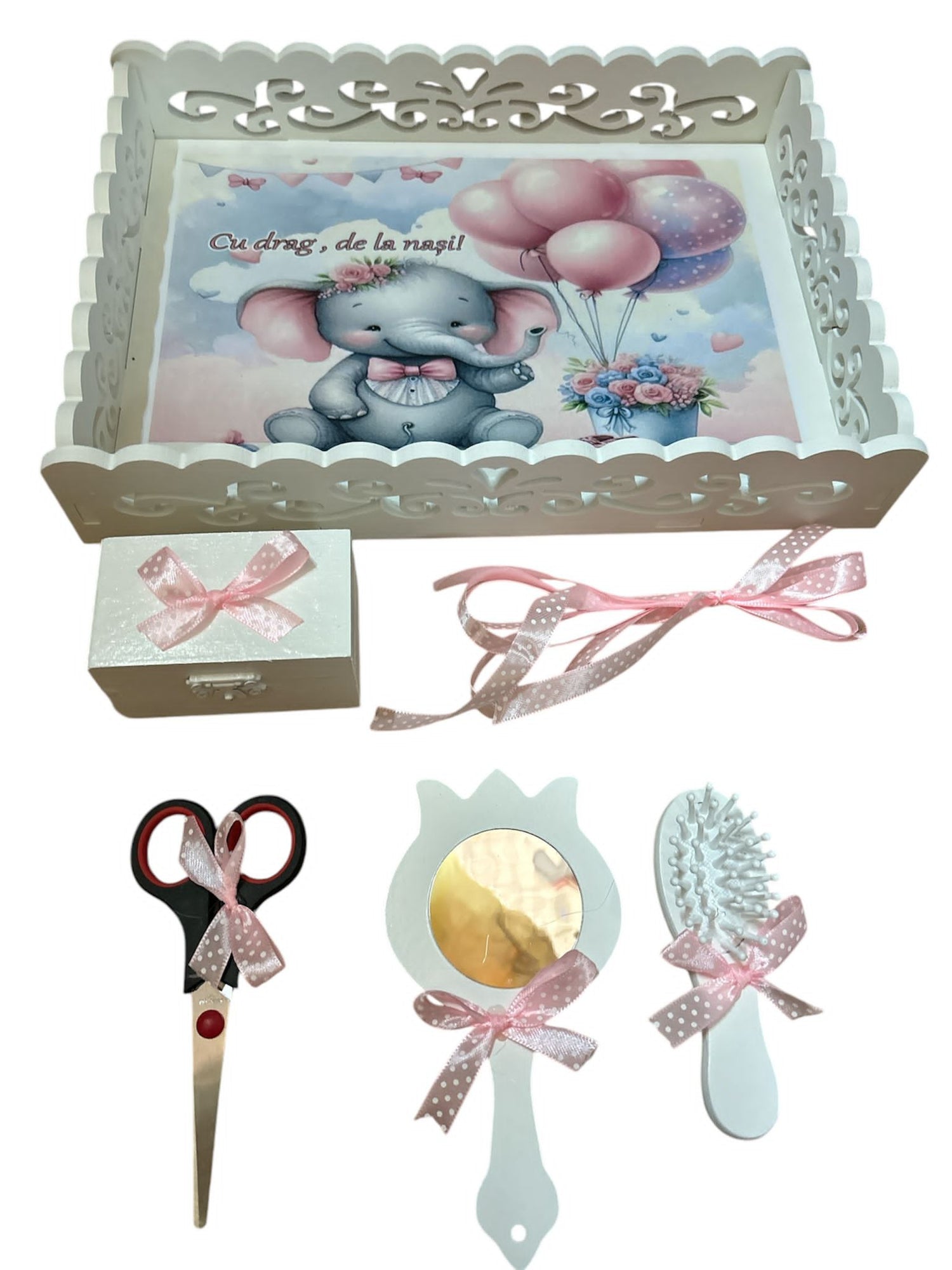 Tavita mot turta plastic dantelat - baby pink Dumbo - O B S I D I O N