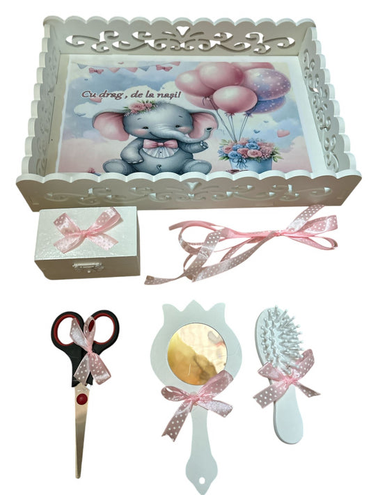Tavita mot turta plastic dantelat - baby pink Dumbo - O B S I D I O N